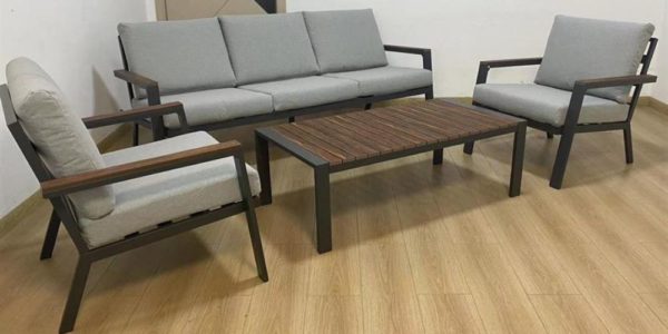 פינת ישיבה לגינה מאלומיניום בשילוב פוליווד איכותי - דגם אפריקן